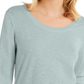 Style & Co Women's 3/4 Sleeve Scoop Neck Top Blue Size Small