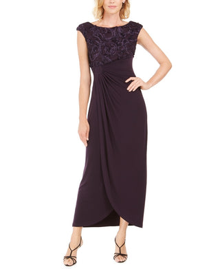 Connected Women's Soutache Faux Wrap Gown Purple Size 8P