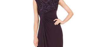 Connected Women's Soutache Faux Wrap Gown Purple Size 8P