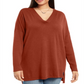 Style & Co Women's Plus V Neck Sweater-Dark Grape Size 1X
