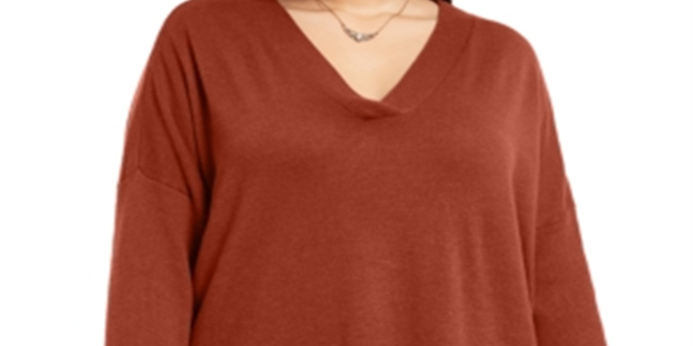 Style & Co Women's Plus V Neck Sweater-Dark Grape Size 1X