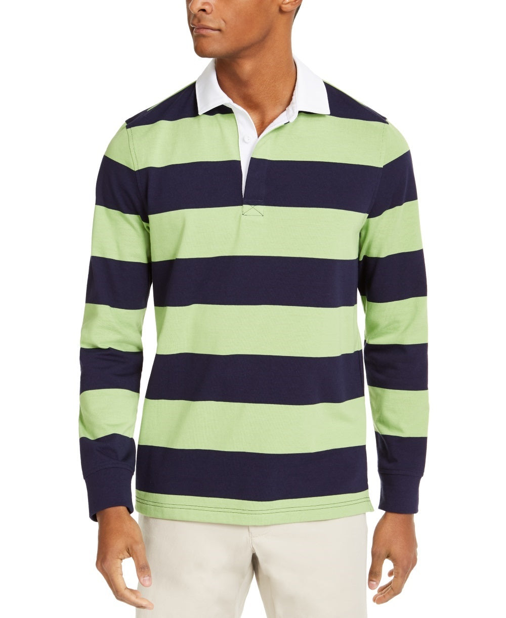 Club Room Men's Two Tone Striped Long Sleeve Rugby Shirt Green Size Small