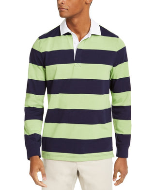 Club Room Men's Two Tone Striped Long Sleeve Rugby Shirt Green Size Small