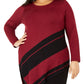Alfani Women's Plus Asymmetrical Hem Striped Sweater Wine Size 0X