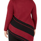 Alfani Women's Plus Asymmetrical Hem Striped Sweater Wine Size 0X