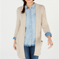 Style & Co Women's Waffle Thermal Long Cardigan Brown Size Petite L