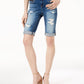 INC International Concepts Women's Ripped Bermuda Shorts Blue Size 8