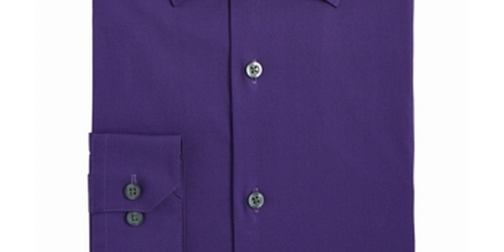 Alfani Men's Slim Fit Performance Stretch Easy Care Solid Dress Shirt Purple Size 17.5X34X35