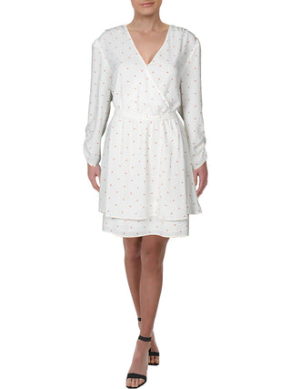 1.STATE Women's Moonlit Tie Waist Polka Dot Mini Dress White Size Medium