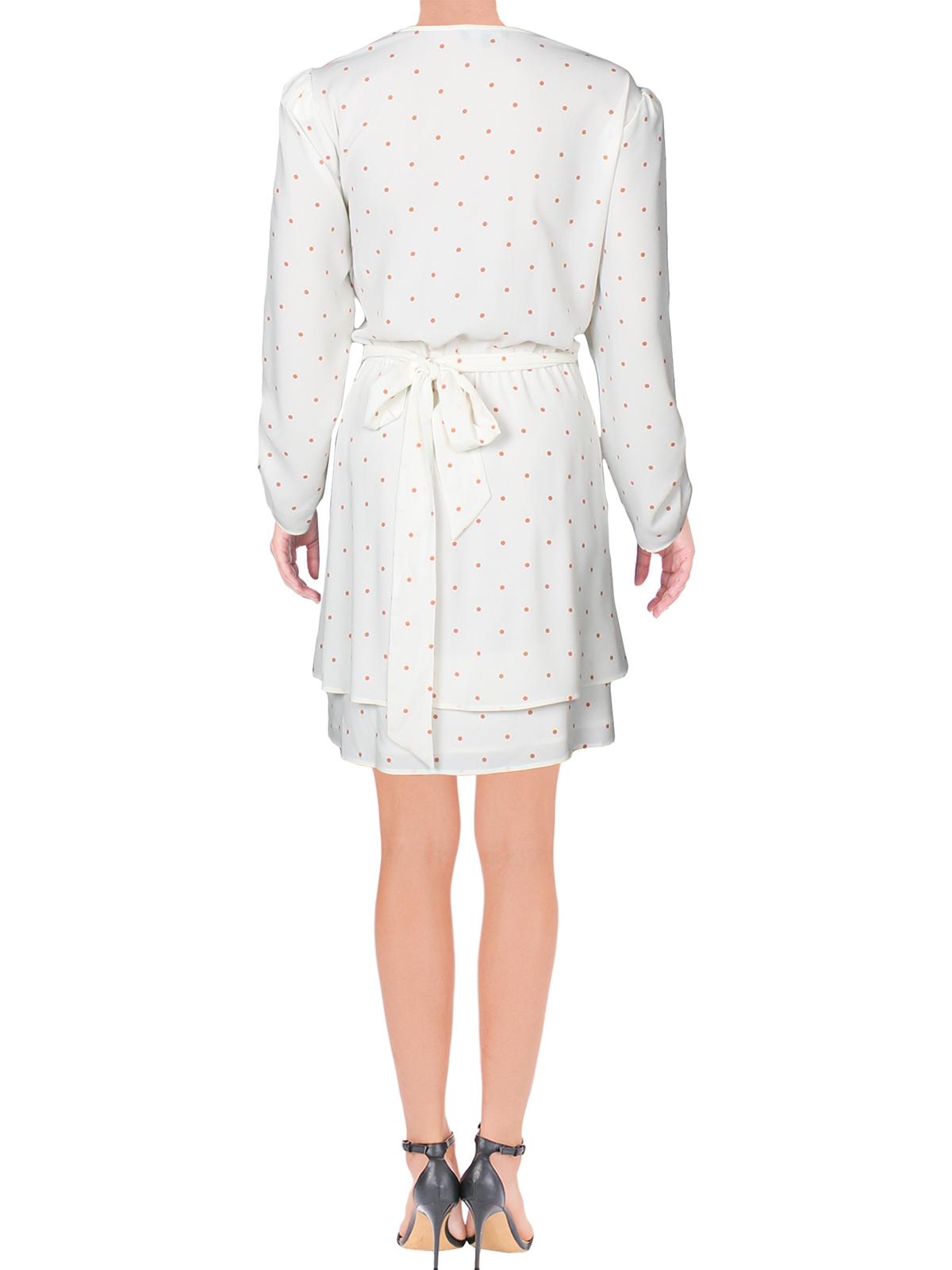 1.STATE Women's Moonlit Tie Waist Polka Dot Mini Dress White Size Medium