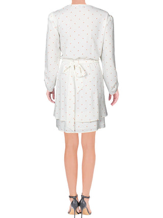 1.STATE Women's Moonlit Tie Waist Polka Dot Mini Dress White Size Medium