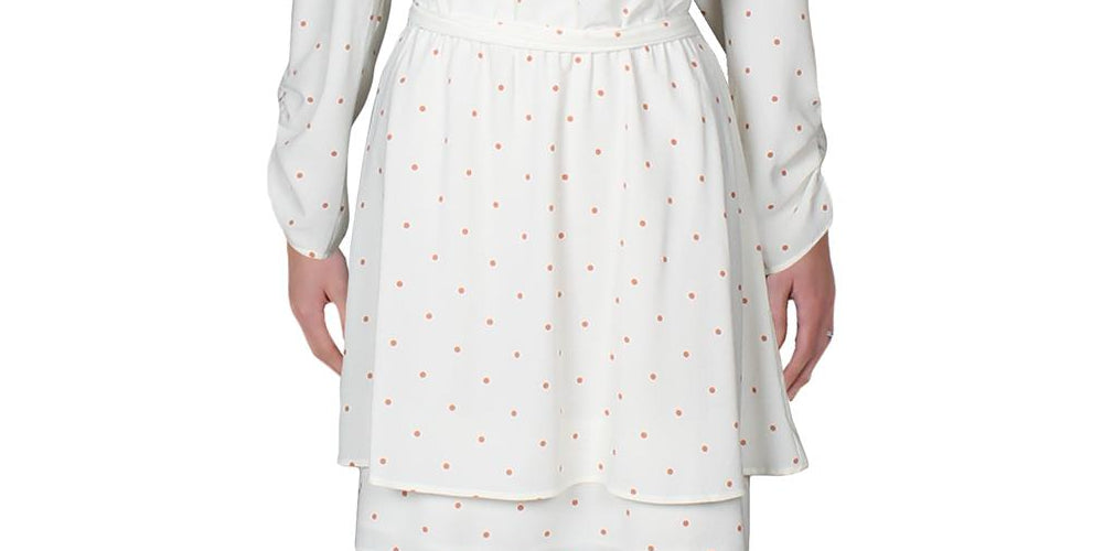 1.STATE Women's Moonlit Tie Waist Polka Dot Mini Dress White Size Medium