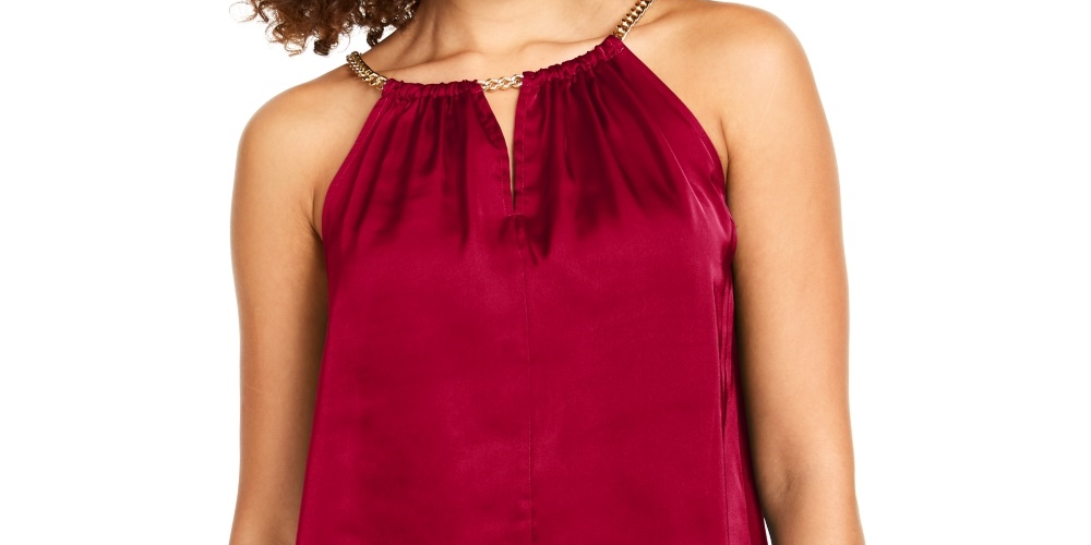 Thalia Sodi Women's Chain Neck Halter Top Red Size X-Large