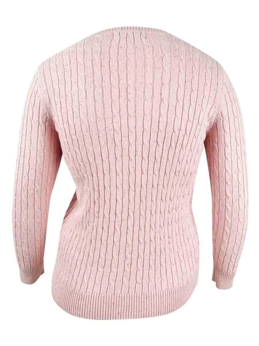 Karen Scott Women's Cable Knit Scoop Neck Sweater Pink Size Petite X-Large