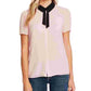 CeCe Women's Collared Clip Dot Blouse Pink Size Medium