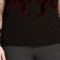 INC International Concepts Women's Velvet Flocked Mesh Sleeve Sweater Black Size 1X