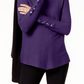 Alfani Women's Ribbed Snap Detail Sweater Purple Size Large