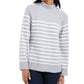 Charter Club Women's Striped Long Sleeve Mock Sweater Gray Size Petite Small