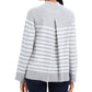 Charter Club Women's Striped Long Sleeve Mock Sweater Gray Size Petite Small