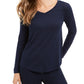 Style & Co Women's V Neck Long Sleeve Shirt Blue Size Large