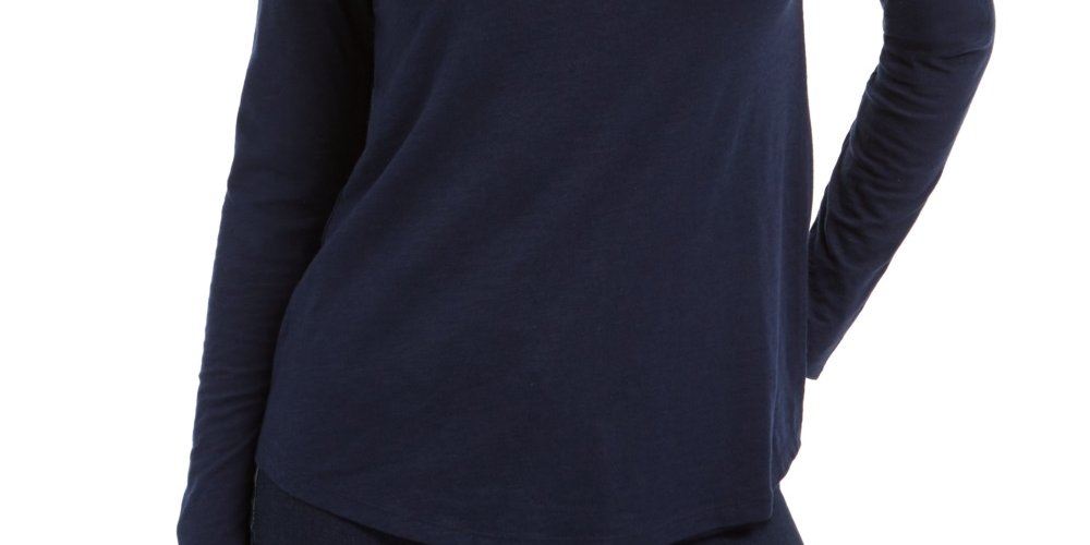 Style & Co Women's V Neck Long Sleeve Shirt Blue Size Large