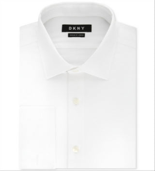 DKNY Men's Slim Fit Performance Stretch Wrinkle Resistant French Cuff Dress Shirt White Size XL