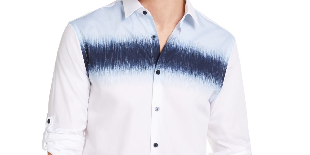 Alfani Men's Watercolor Chest Shirt White Size Small