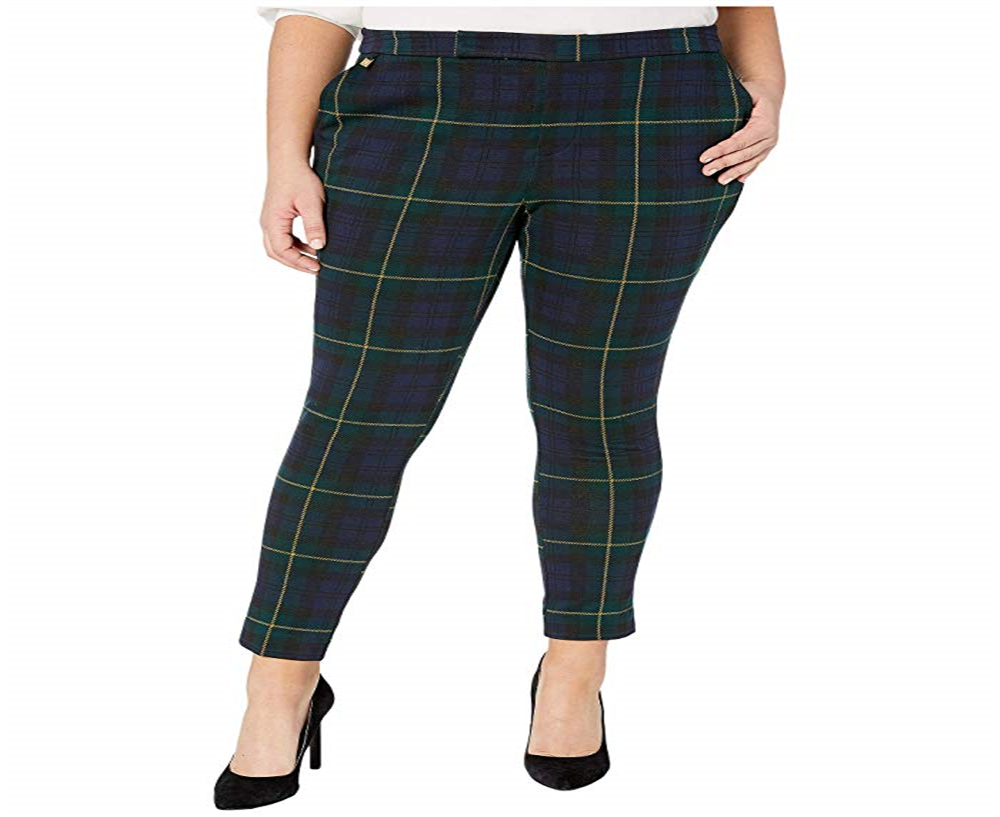 Ralph Lauren Women's Plus Plaid Jacquard Pants Black Size 2XL