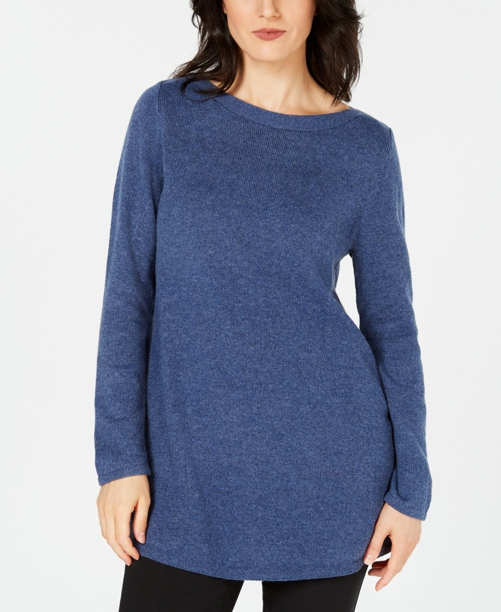 Karen Scott Women's Solid Curved Hem Tunic Blue Size Medium