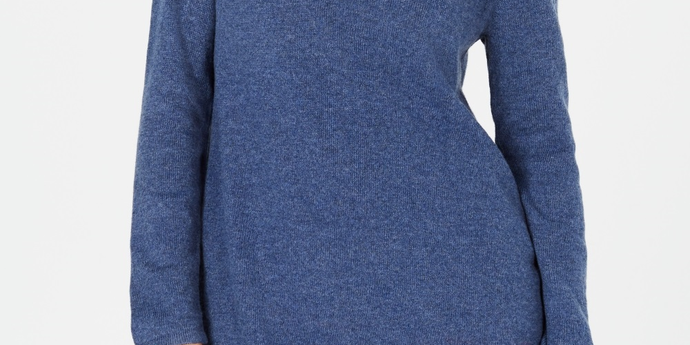 Karen Scott Women's Solid Curved Hem Tunic Blue Size Medium