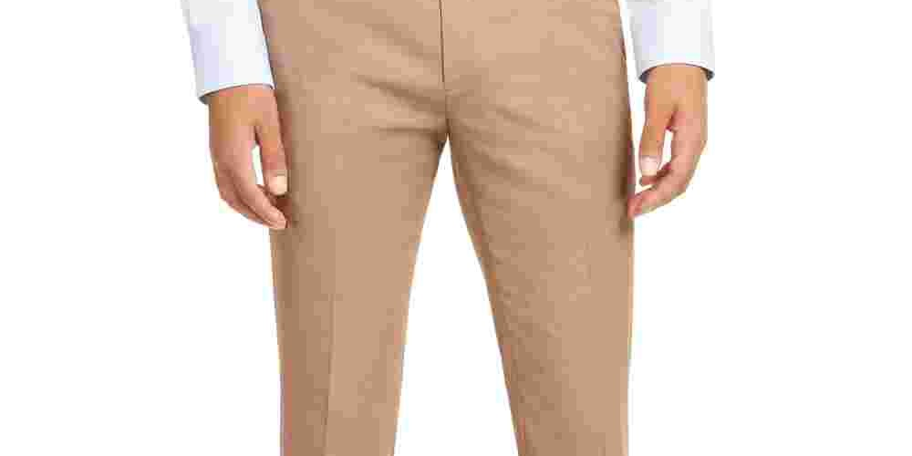 Alfani Men's Stretch Printed Classic Fit Stretch Pants Brown Size 38X32