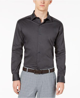 Alfani Men's Athletic Fit Wrinkle Resistant Button Down Shirt Gray Size -M