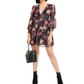 Bar III Women's Confetti Printed Blouson Sleeve Dress Navy Multi  Size 2XS