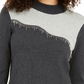 Alfani Women's Asymmetrical Beaded Sweater Gray Size X-Small