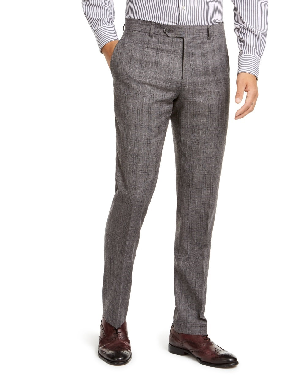 Tommy Hilfiger Men's Modern Fit Thflex Stretch Plaid Suit Separate Pants Gray Size 30X30