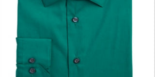 Alfani Men's Slim Fit Performance Stretch Easy Care Solid Dress Shirt Green Size M