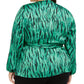 INC International Concepts Women's Plus Animal Print V Neck Wrap Top Green Size 0X