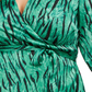INC International Concepts Women's Plus Animal Print V Neck Wrap Top Green Size 0X