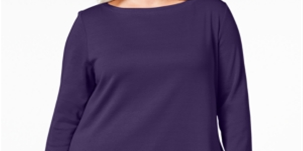Karen Scott Women's Plus Cotton Tunic Top Purple Size 1X