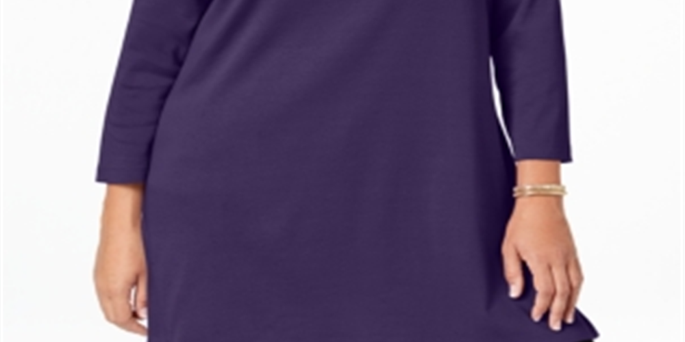 Karen Scott Women's Plus Cotton Tunic Top Purple Size 1X