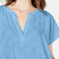 Alfani Women's V Neck Textured Top Blue Size Petite Medium