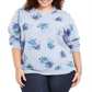Karen Scott Women's Plus Printed Fleece Sweatshirt Blue Size 0X