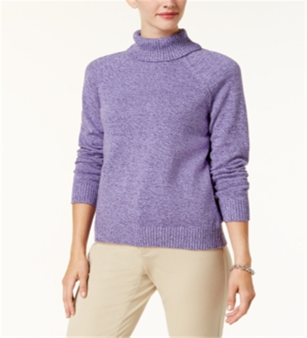 Karen Scott Women's Cotton Turtleneck Sweater Purple Size Petite L
