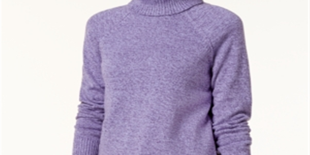 Karen Scott Women's Cotton Turtleneck Sweater Purple Size Petite L