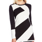 Vince Camuto Women's Color Block Long Sleeve Jewel Neck Sweater Black Size Small