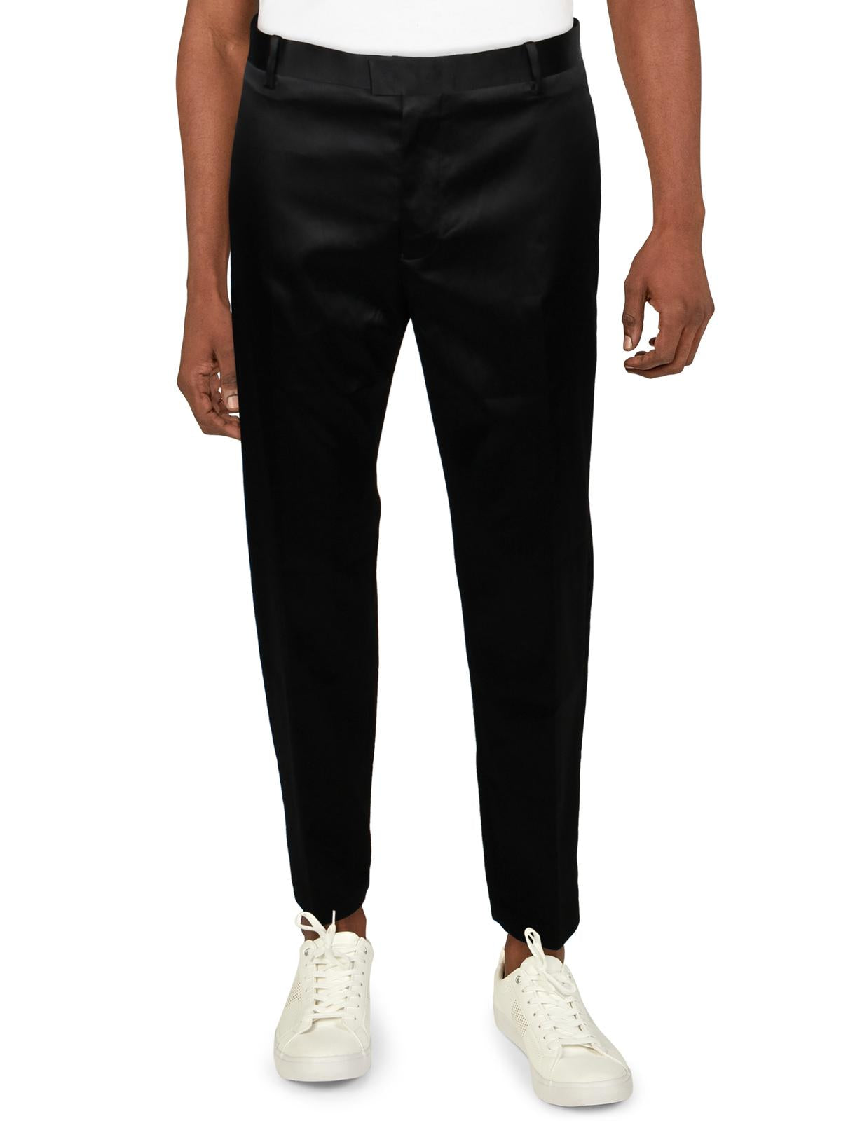 INC International Concepts Men's Slim Fit Embroidered Tuxedo Pants Black Size 36