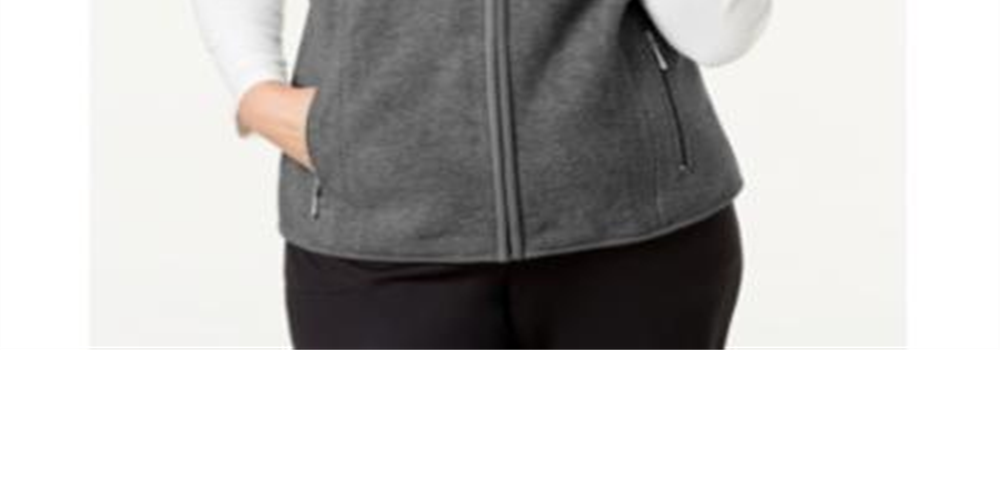 Karen Scott Women's Fleece Zip Front Vest Charcoal Size Petite S