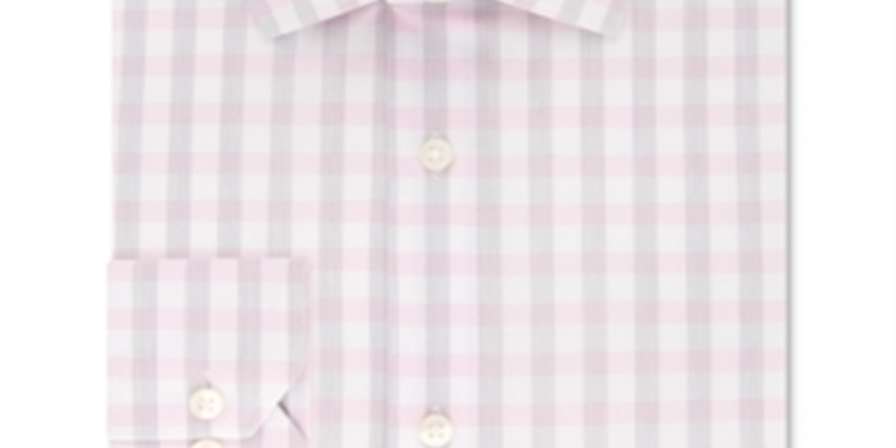Geoffrey Beene Men's Slim Fit Performance Stretch Plaid Dress Shirt Blush Size L 16-16/5