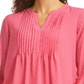 Charter Club Women's Double Ruffle Textured Pintuck Top Pink Rose Size Petite L