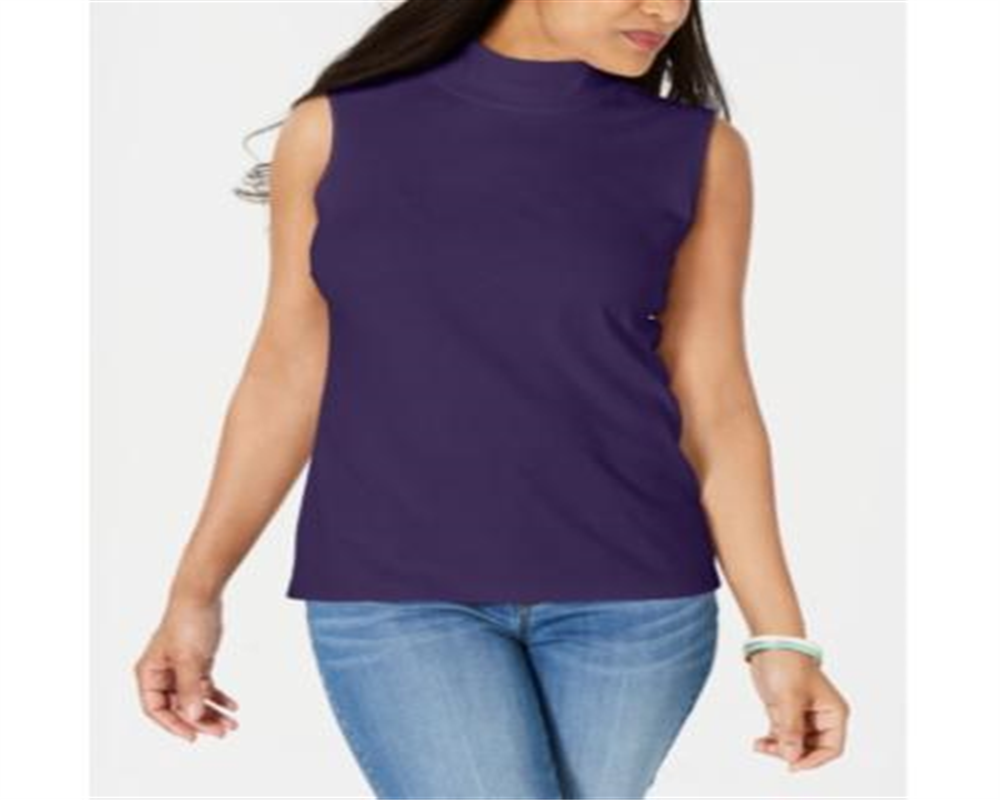 Karen Scott Women's Mock Neck Sleeveless Top Purple Size Small